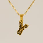 Gold color / 1 Piece Classic Bark Grain Unique Letter Y Stainless Steel  Gold Color Unisex Pendant Necklaces Picture25